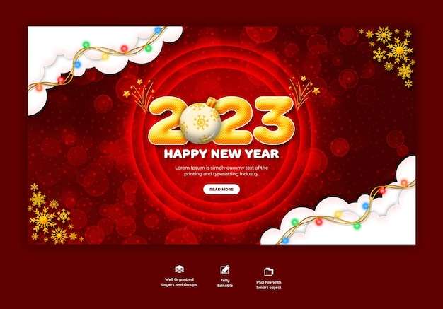 Ảnh stock thiết kế Chúc mừng năm mới 2023 và mẫu biểu ngữ web giáng sinh vui vẻ