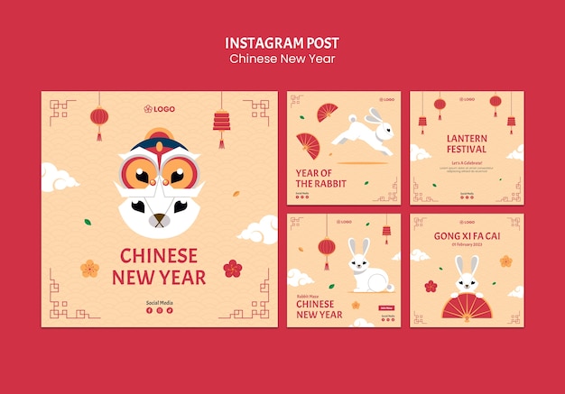 Ảnh stock thiết kế Mẫu bài đăng trên instagram năm mới của Trung Quốc