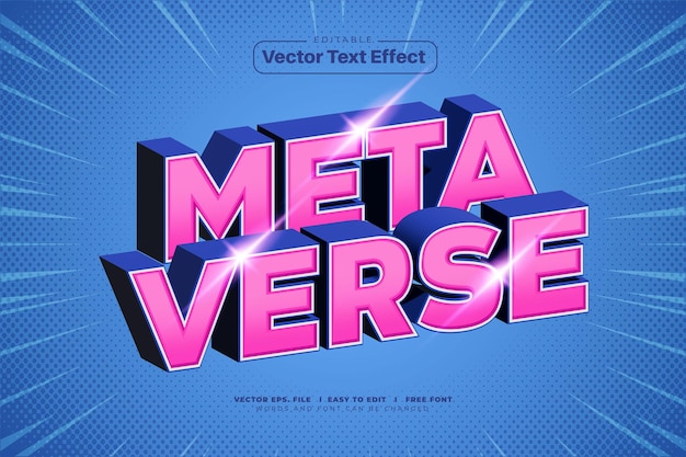 Font chữ PSD hiệu ứng văn bản metaverse đậm 3d