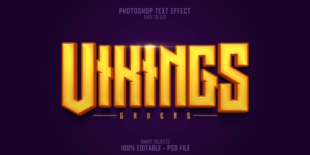 Font chữ PSD Mẫu hiệu ứng kiểu văn bản 3d game thủ Viking