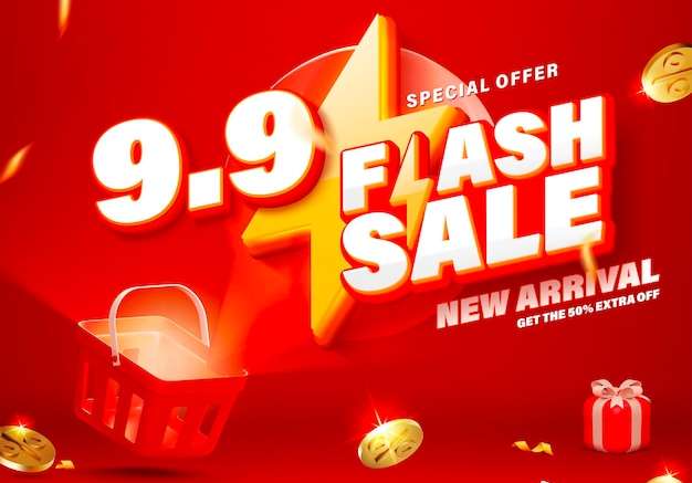 Mẫu thiết kế 99 thiết kế mẫu banner flash sale theo phong cách 3d cho web hoặc phương tiện truyền thông xã hội