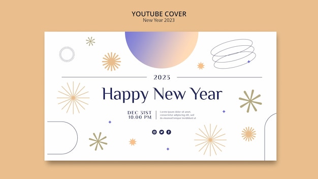 Mẫu thiết kế Ảnh bìa youtube năm mới 2023 màu gradient