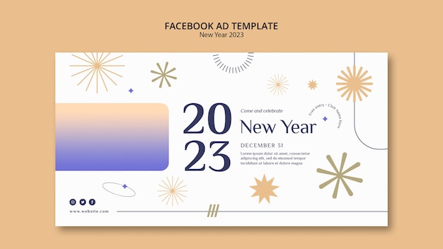 Mẫu thiết kế Mẫu facebook năm mới 2023 Gradient